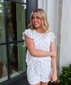 Ella Mae Bow Print Ruffle Top