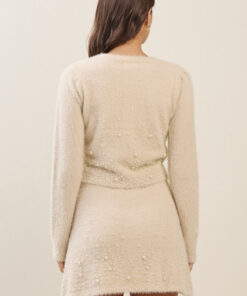 Alternative view of Pearl Detail Cardigan Sweater And Skirt Set - Sand