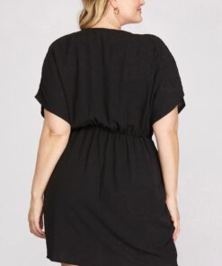 Alternative view of V-Neck Wrap Short Dress With Sleeves