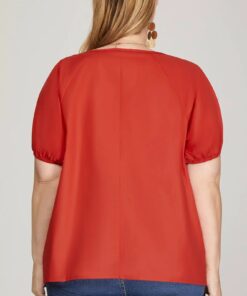 Alternative view of Red Poplin Top