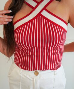 Alternative view of Red Criss Cross Top