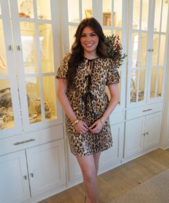 Sequin Leopard 2-Piece Mini Skirt And Velvet Tie Top
