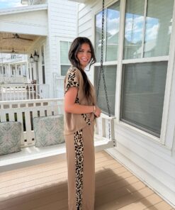 Alternative view of Tan Butter-Soft Set With Leopard Details