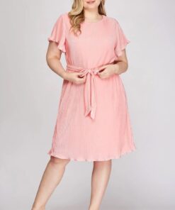 Baby Pink Flutter Sleeve Dress