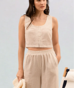 Life Is Good Linen Top - Light Khaki