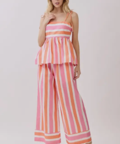 Alternative view of Pink & Orange Striped Set