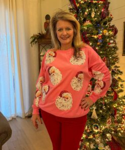 Alternative view of Pink Sequin Santa Oversized Sweatshirt