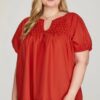 Red Poplin Top