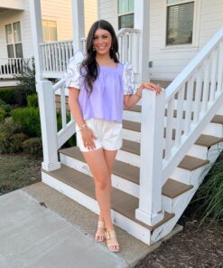 Layered Sleeve Top In Lavendar