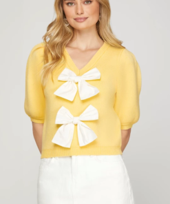 Stay Sweet Sweater Top - Yellow