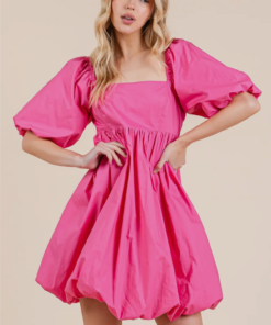 Alternative view of Pink Puff Sleeve Mini Dress
