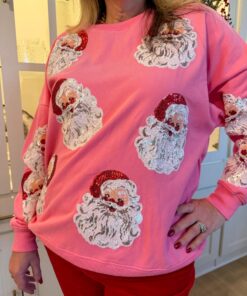 Pink Sequin Santa Oversized Sweatshirt