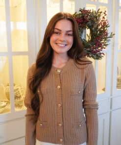 Old Money Long Sleeve Button Down Sweater - Taupe