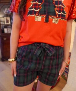 Alternative view of Green Flannel Pleat-Front Shorts With Belt