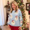 Light Blue Sequin Santa Oversized Sweatshirt
