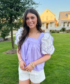 Alternative view of Layered Sleeve Top In Lavendar